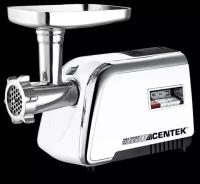 Мясорубка Centek Ct-1602 2000w, Нож+Диски (2 Шт) Из Литой Стали, Реверс, Увеличен Шнек (Белый/Хром) CENTEK арт. CT1602