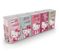 Бумажные платочки "Hello Kitty" 4-х слойные, 10 пачек, 9 листов, 21х21 см, 238 г, World Cart