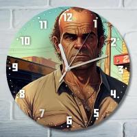 Настенные часы, деревянные, бесшумные, УФ печать Игра Grand Theft Auto V - 8125