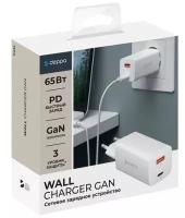 Сетевое зарядное устройство с USB A + Type-C Power Delivery 3.0, Quick Charge 3.0, 65W, GaN, Deppa б