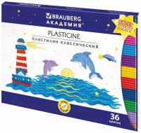 Пластилин классический Brauberg Академия Классическая, 36 цветов, 720 г, Стек, Высшее Качество, 106425