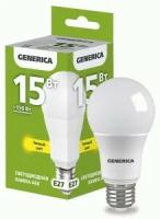 Светодиодная LED лампа IEK GENERICA ЛОН A60 E27 15W(1500lm) 3000K 2K 60x112 матовая LL-A60-15-230-30-E27-G (упаковка 16 штук)