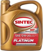 Синтетическое моторное масло SINTEC Platinum SAE 0W-20 ILSAC GF-6 API SP, 4 л, 1 шт