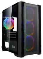 Корпус Powercase Attica X4B, Tempered Glass, 4x 120mm 5-color fan, чёрный, E-ATX (CAEB-L4)