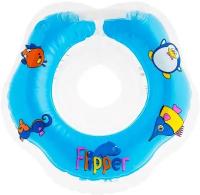 Круг надувной на шею для купания новорожденных и малышей Flipper от ROXY-KIDS, цвет голубой