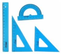 Набор геометрический "Стамм", малый (линейка 16 см, треугольник 7 см 45*, треугольник 10 см 30*, транспортир 8 см 180*), тонированный