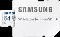 Флеш-карта microSDXC 64Гб Samsung Evo Plus, Class 10 UHS-I U1 ( MB-MC64KA ) адаптер SD