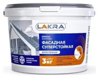 Краска акриловая фасадная суперстойкая Лакра белоснежная 3кг