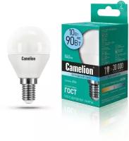 Лампа CAMELION Е14 10Вт 4500K 840Лм LED10-G45/845/E14 13567, светодиодная, нейтральный белый, шар