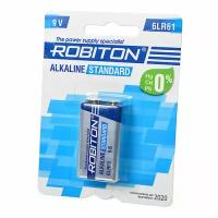 Батарейка алкалиновая (щелочная) ROBITON ALKALINE STANDARD 12288, 6LR61, Крона, 9В, упаковка 1шт