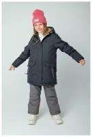 Пальто зимнее для девочки,Crockid,темно-серый,128-134