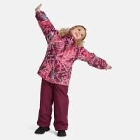 Комплект куртка с полукомбинезоном для девочек HUPPA MARVEL, бордовый с принтом/ бордовый 34234, размер 134