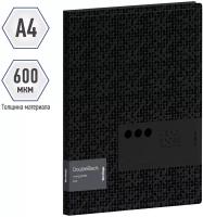 Папка на 4 кольцах Berlingo "DoubleBlack", 24мм, 600мкм, черная, D-кольца, с внутр. карманом, с рисунком