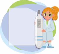 Информационный стенд для детского сада в медицинский уголок "Медсестра" фиолетовый фигурный 1 карман А4 50х45см