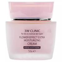 3W Clinic Flower Effect Extra Moisturizing Cream (50 г) Увлажняющий крем для лица с цветочными экстрактами