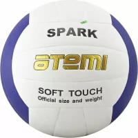 Мяч волейбольный Atemi SPARK, синтетическая кожа Microfiber, бело-синий, 18 п, клееный, окружность 65-67