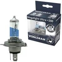 Лампа автомобильная Tungsram(GE) H4 12V Megalight Ultra +200% 60/55W P43t 50440XHU (2 лампы)