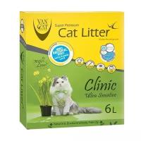 Van Cat Комкующийся наполнитель с Антибактериальным эффектом, 6л, коробка (Clinic Ultra Sensitive), 5,1 кг