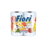 Туалетная бумага "Fiori", 4 рулона, 3 слоя, голубая, ароматизированная