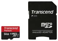 Карта памяти Transcend Premium microSDXC 64Gb UHS-I Cl10 +ад, TS64GUSDU1