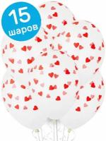 Воздушные шары латексные Belbal Сердечки, Кристалл, 35 см, набор 15 шт