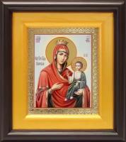 Иверская икона Божией Матери, широкий киот 16,5*18,5 см
