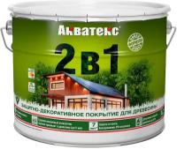 Защитно-декоративное покрытие для дерева Акватекс 2 в 1, полуматовое, 9 л, калужница