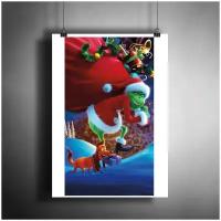 Постер плакат для интерьера "Новогодний мультфильм: Гринч.The Grinch. Новый Год. Рождество"/ Декор дома, офиса, комнаты A3 (297 x 420 мм)