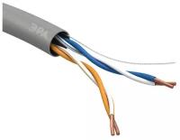 Кабель витая пара U/UTP кат.5E 2х2х24AWG solid CU PVC сер. (м) Эра Б0044428