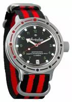 Мужские наручные часы Восток Амфибия 420269-black-red, нейлон, красный/черный