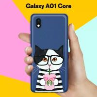 Силиконовый чехол на Samsung Galaxy A01 Core Кот с кофе / для Самсунг Галакси А01 Кор