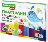 Пластилин классический BRAUBERG KIDS, 16 цветов, 320 г, со стеком, 106508