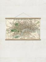 Постер / Плакат / Картина на холсте Старинная карта на холсте - Карта города Лондон на английском языке 40x50
