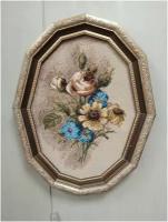 Картина гобеленовая овальная ИП Данилов С.Ю. "Розы-коричневая рама" размер 21х27 см