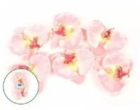 Искусственные цветки орхидеи фаленопсис розово-белые, 12 см, 6 шт. в упаковке, для декора