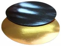 Подложка под торт усиленная 30 см. золото/черная, 3 мм