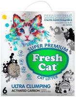 FRESH CAT ACTIVATED CARBON наполнитель комкующийся для туалета кошек с активированным углем (6 л)