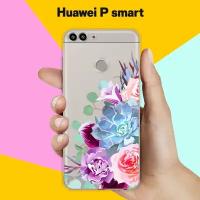 Силиконовый чехол на Huawei P Smart Цветы 10 / для Хуавей Пи Смарт