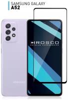 Защитное стекло ROSCO для Samsung Galaxy A52, A51, M31S (Самсунг Галакси А52) с премиальным олеофобным покрытием, противоударное, прозрачное с рамкой