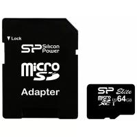 Карта памяти Silicon Power micro SDXC 64Gb Elite Class 10 UHS-I U1 + ADP (85/15 Mb/s)