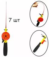 Набор складных удочек для зимней рыбалки 7 шт красный