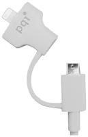 PQI Переходник microUSB Lightning 0.15м PQI PQI-iCABLE-DuPlug15-WH круглый белый