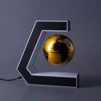 Парящий глобус в рамке с RGB-подсветкой (золотой) (D - 9см)