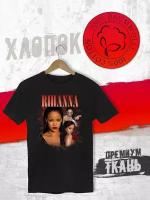 Футболка черная 100% хлопок с принтом RIHANNA 50/52 XL