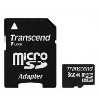 Карта памяти Transcend Premium microSDHC 8Gb UHS-I Cl10 + адаптер, TS8GUSDHC10