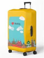 Чехол для чемодана, размер L, желтый, голубой