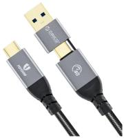 USB-Кабель со сменным штекером, USB-C/USB-A - USB-C, 1.5 м, Orico ACC40, черный [ORICO-ACC40-15-BK-BP]