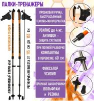 Палки для скандинавской ходьбы с усилием Elastic Energy ЕЕ4-orange, оранжевые (сопротивление 4кг)