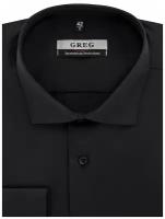 Рубашка мужская длинный рукав GREG 340/319/BLK/Z, Полуприталенный силуэт / Regular fit, цвет Черный, рост 164-172, размер ворота 43