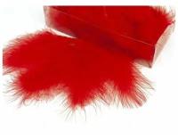 Декоративные перья марабу красные 12-15 см, 10 г в упаковке, для декора